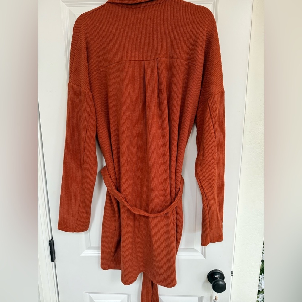 Pink Lily Orange Midi Dress with Collared Neckline - Picture 5 of 5